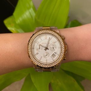 Michael Kors chronograph watch gold rhinestone